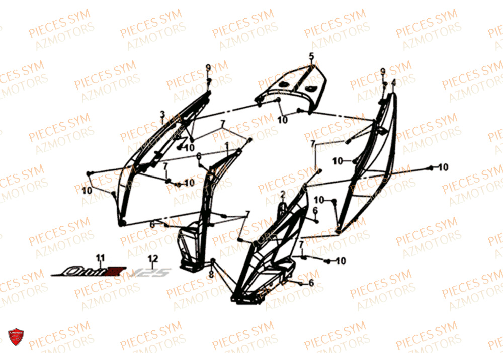 Carenage Lateral SYM Pièces ORBIT III 125 EURO 4 - XE12W1-EU (2018-2020)