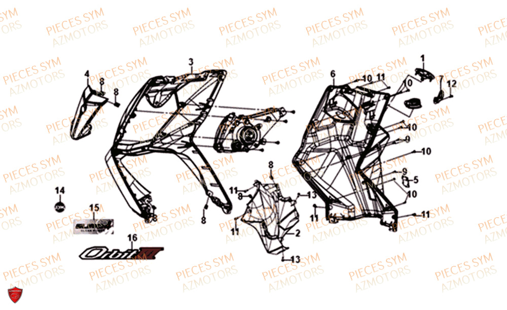 Face Avant SYM Pièces ORBIT III 125 EURO 4 - XE12W1-EU (2018-2020)