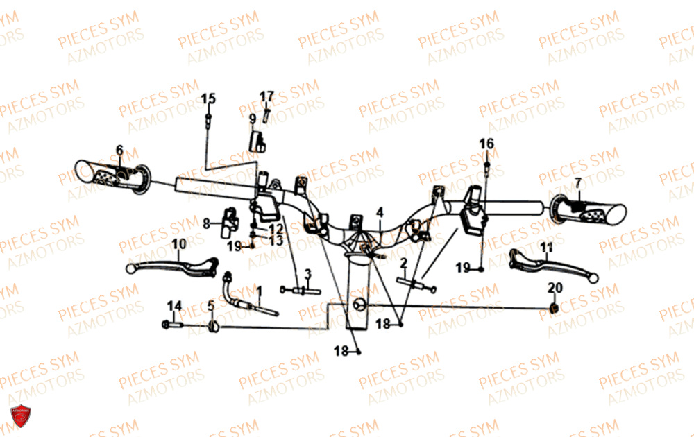 Guidon SYM Pièces ORBIT III 125 EURO 4 - XE12W1-EU (2018-2020)