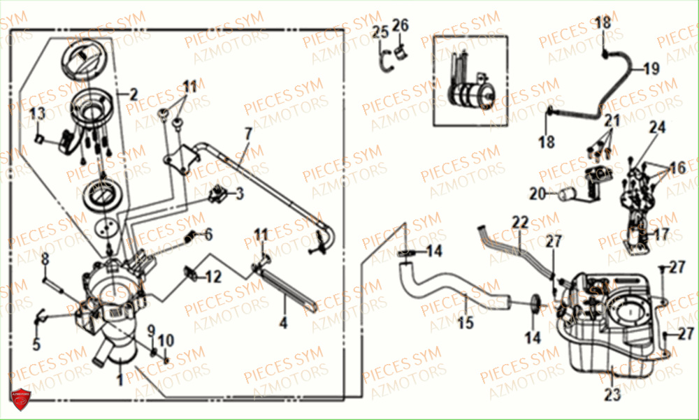 Reservoir A Carburant SYM Pièces ORBIT III 125 EURO 4 - XE12W1-EU (2018-2020)