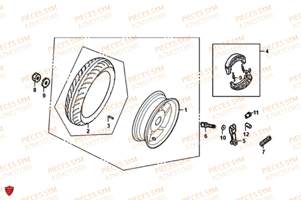 Roue Arriere SYM Pièces ORBIT III 125 EURO 4 - XE12W1-EU (2018-2020)