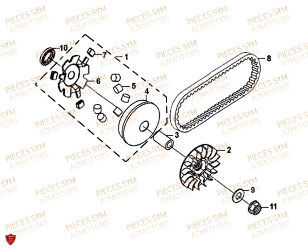 Variateur SYM Pièces ORBIT III 125 EURO 4 - XE12W1-EU (2018-2020)