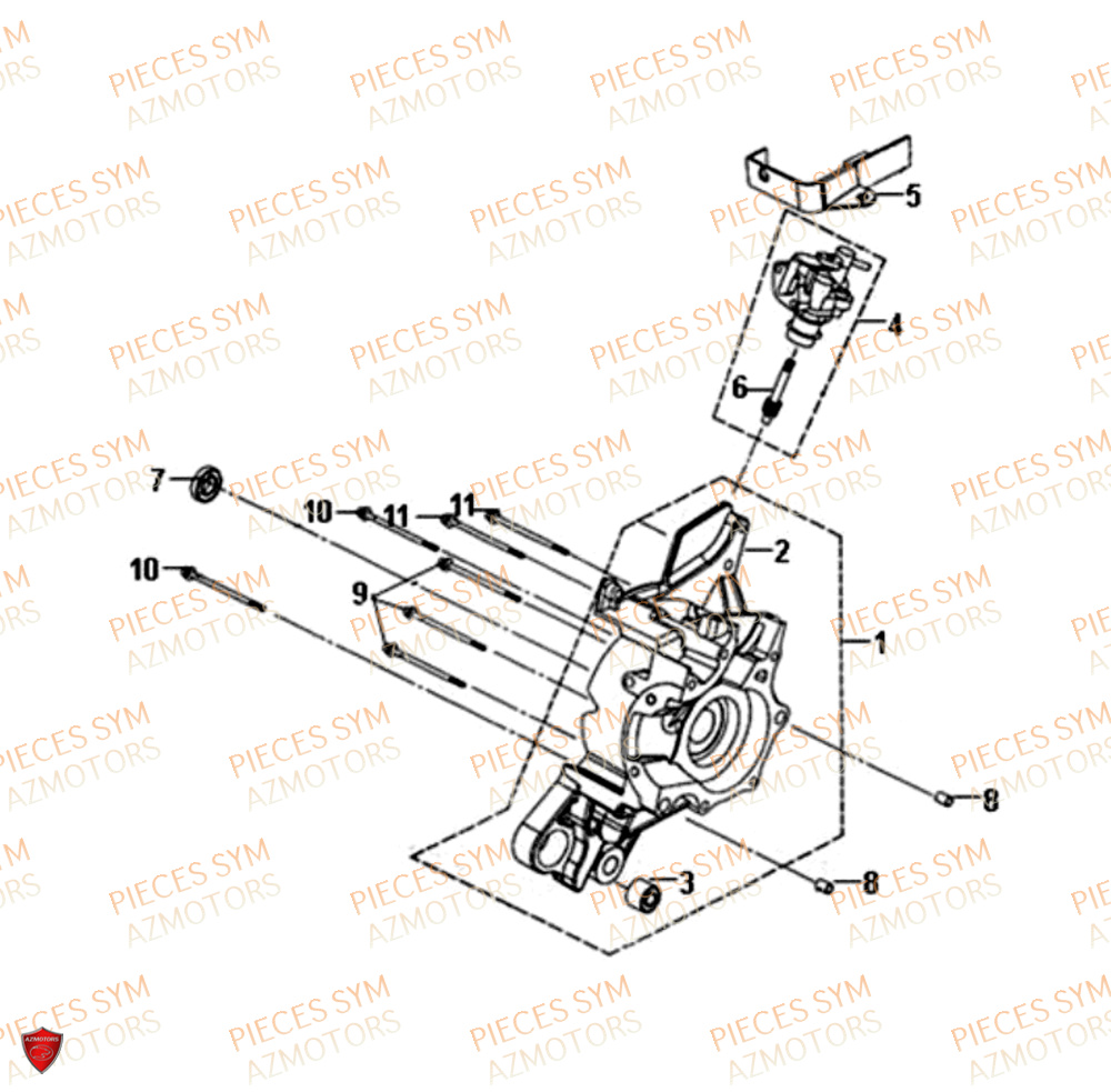 Carter Droit Pompe A Huile SYM Pièces ORBIT II 50 2T NAKED (45 KM/H) - JE05W4-FR (2016)