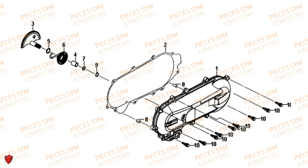 Couvercle Carter Gauche SYM Pièces ORBIT II 50 2T NAKED (45 KM/H) - JE05W4-FR (2016)