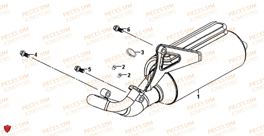 Echappement SYM Pièces ORBIT II 50 2T NAKED (45 KM/H) - JE05W4-FR (2016)