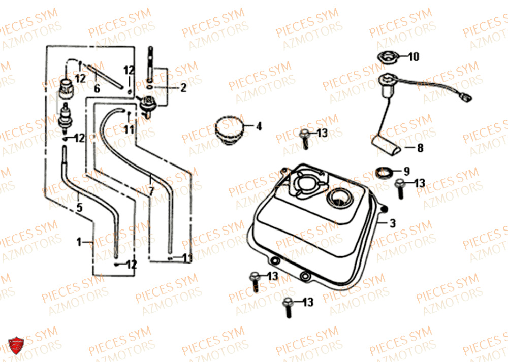 Reservoir SYM Pièces ORBIT II 50 2T NAKED (45 KM/H) - JE05W4-FR (2016)