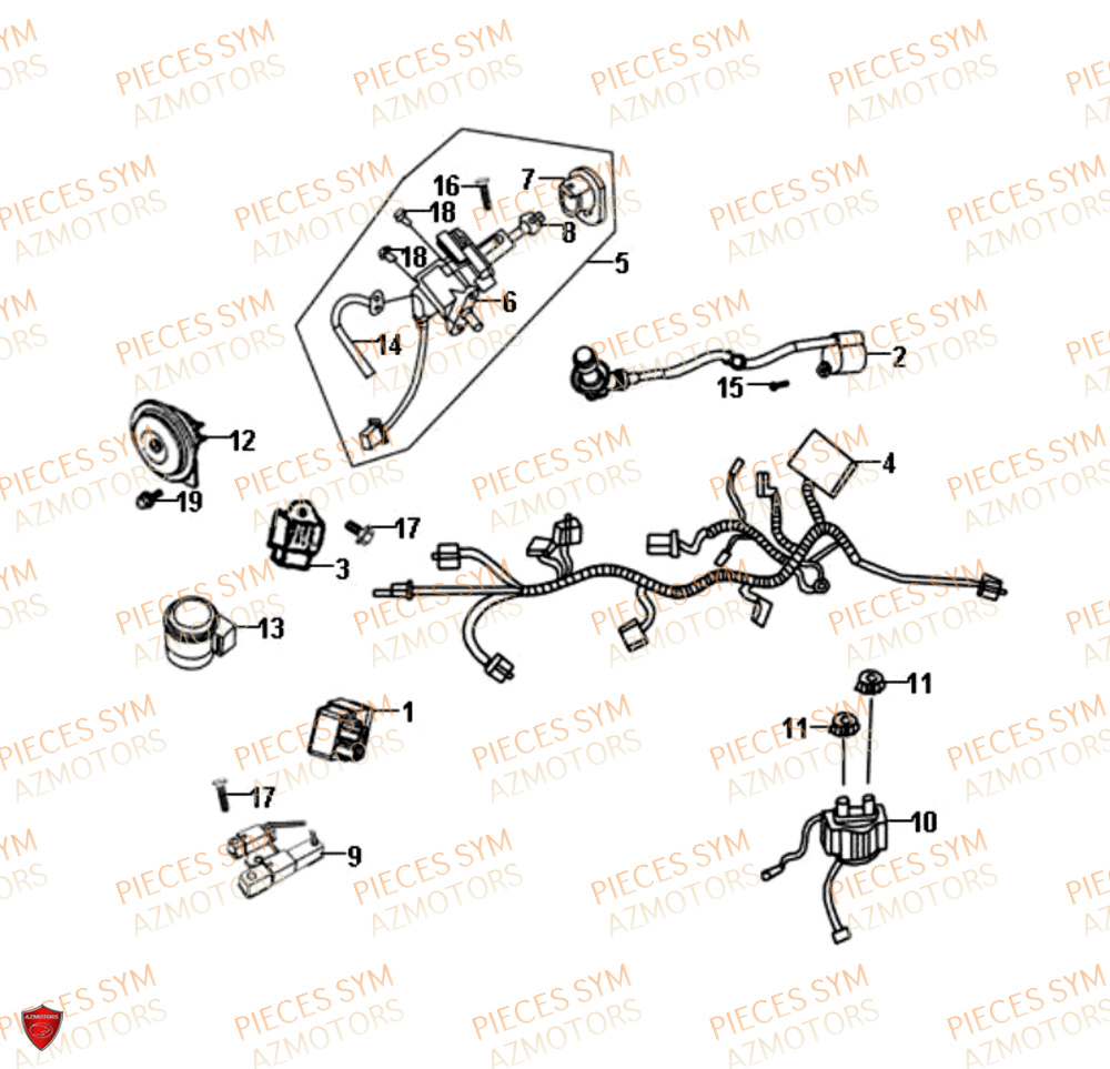 Systeme Electrique SYM Pièces ORBIT II 50 2T NAKED (45 KM/H) - JE05W4-FR (2016)