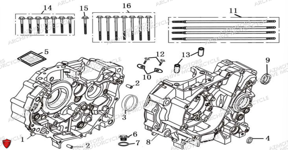 CARTER MOTEUR DROIT ET GAUCHE ARCHIVE MOTO OUTBACK 125 EURO5