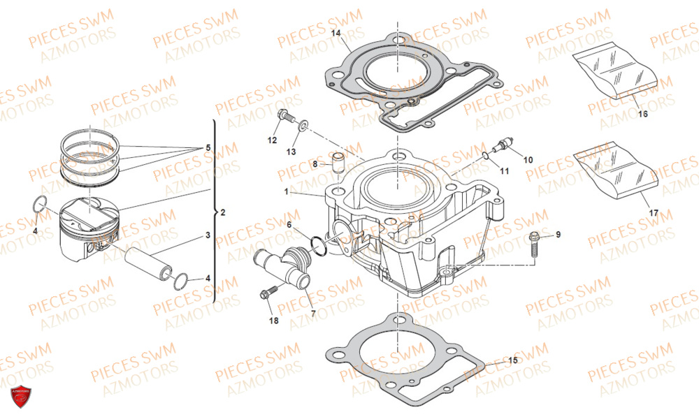 Cylindre SWM Pieces SWM Origine OUTLAW 125 E4(2020)
