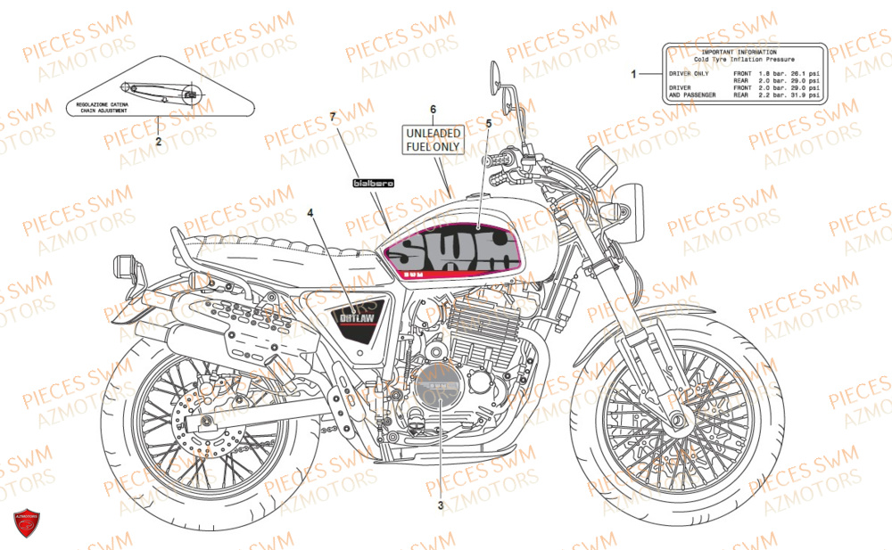 Decors SWM Pieces SWM Origine OUTLAW 125 E4(2020)
