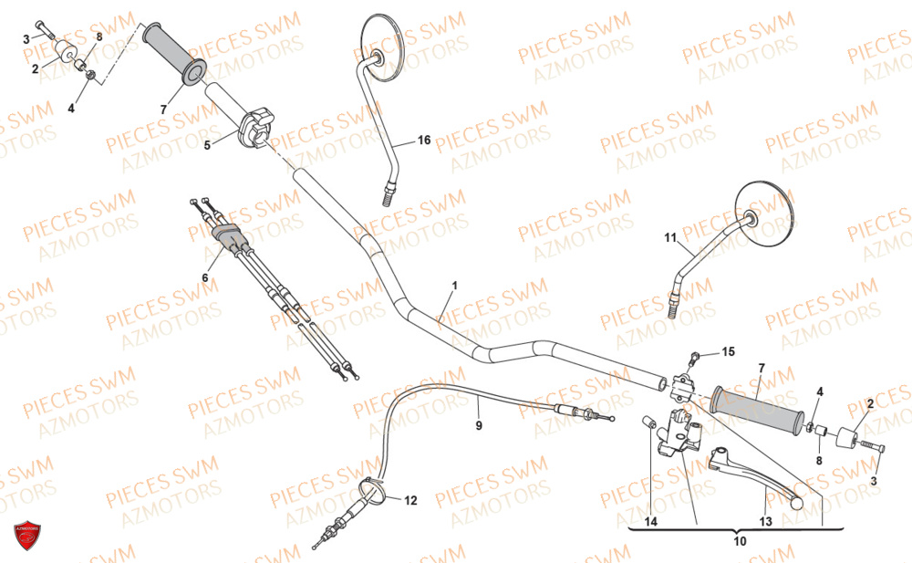 Guidon SWM Pieces SWM Origine OUTLAW 125 E4(2020)
