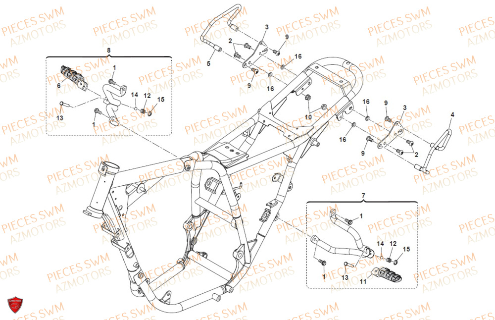 Repose Pied Passager SWM Pieces SWM Origine OUTLAW 125 E4(2020)
