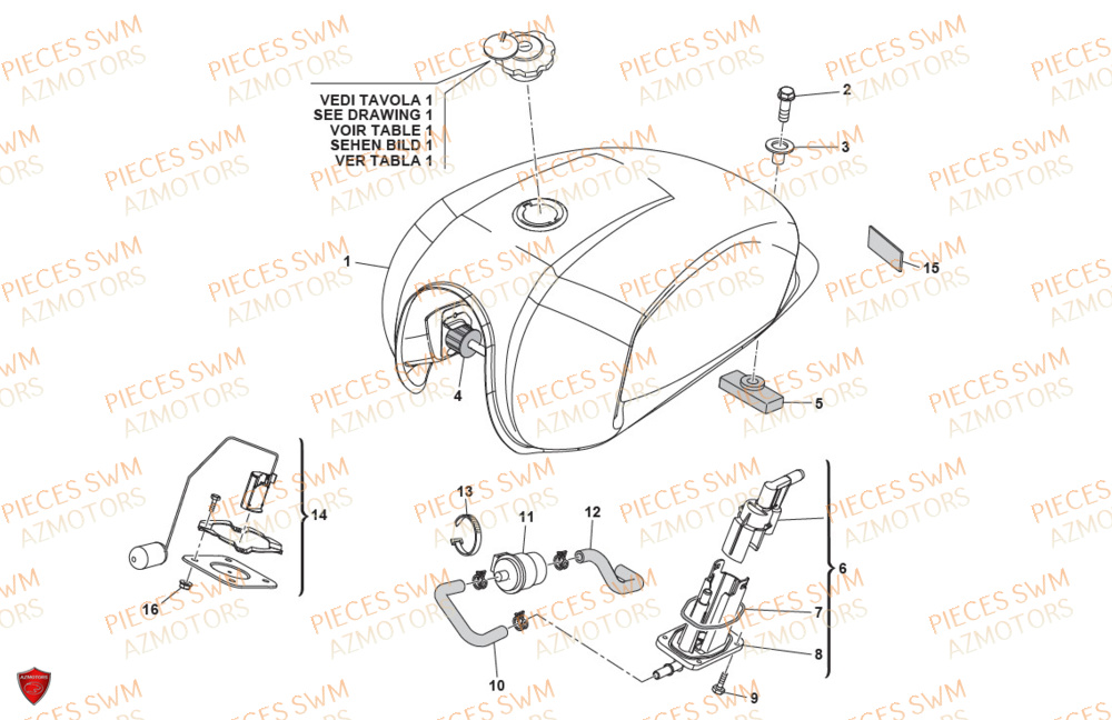 Reservoir SWM Pieces SWM Origine OUTLAW 125 E4(2020)
