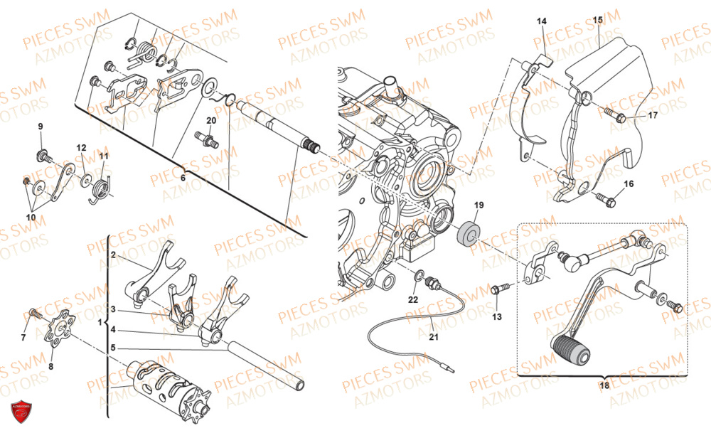 Levier De Vitesses SWM Pieces SWM Origine OUTLAW 500 (2020)
