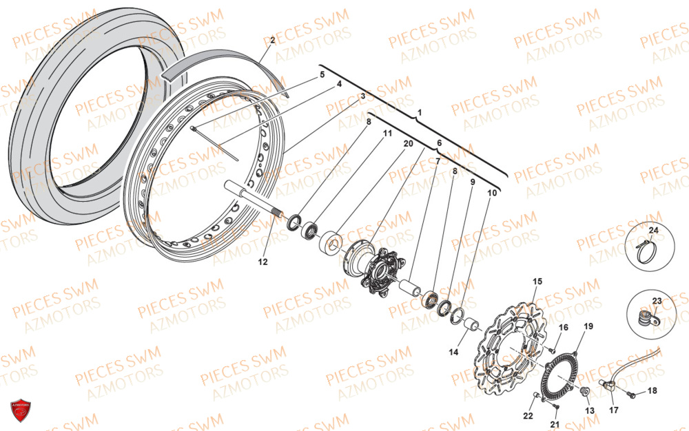 Roue Avant SWM Pieces SWM Origine OUTLAW 500 (2020)
