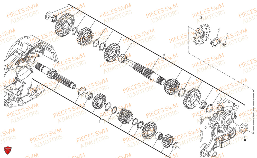 Transmission SWM Pieces SWM Origine OUTLAW 500 (2020)
