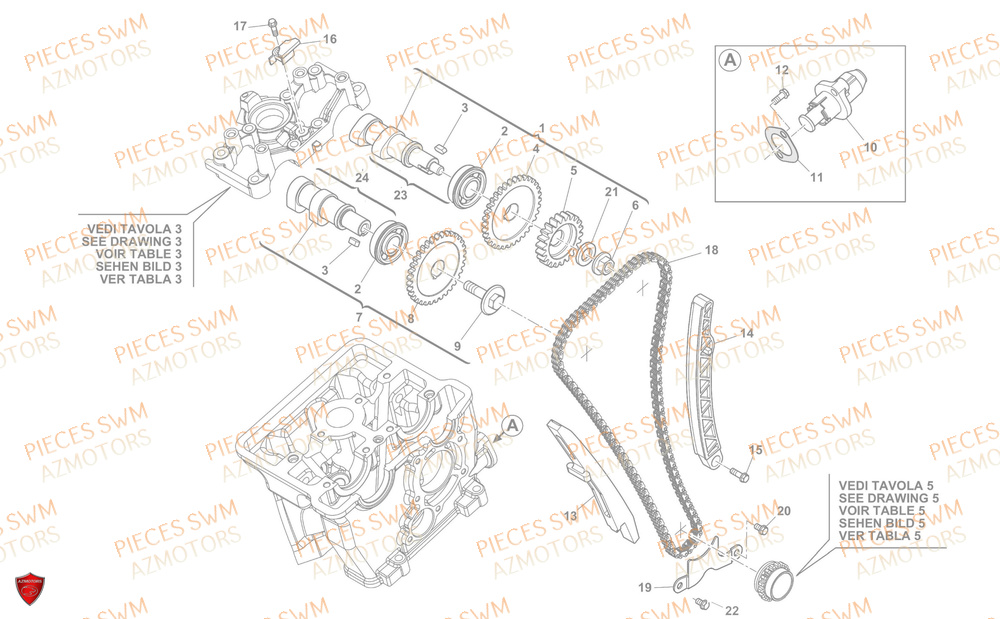 Distribution SWM Pieces SWM Origine OUTLAW 125 E5(2022)
