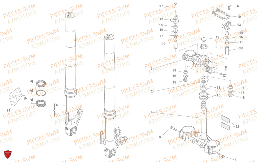 Fourche SWM Pieces SWM Origine OUTLAW 125 E5(2022)
