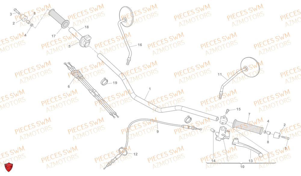 Guidon SWM Pieces SWM Origine OUTLAW 125 E5(2022)
