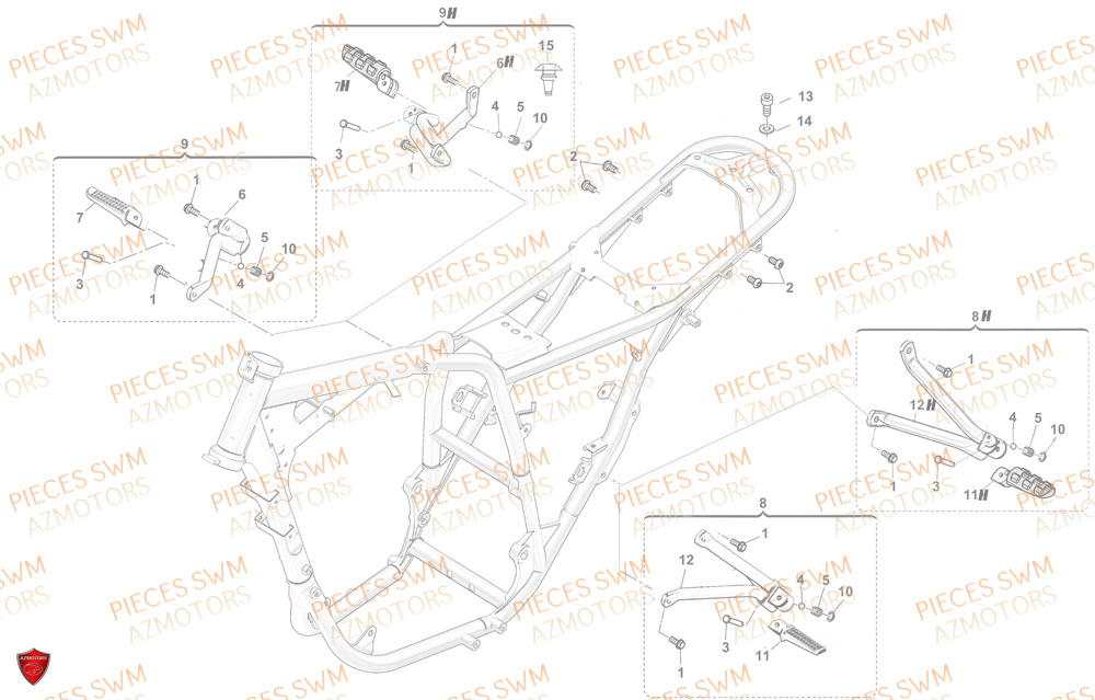 Repose Pied Passager SWM Pieces SWM Origine OUTLAW 125 E5(2022)
