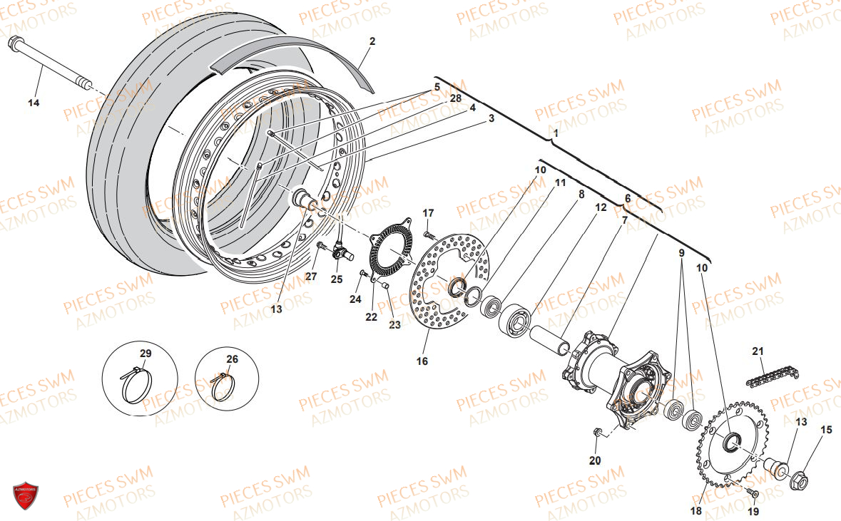 ROUE ARRIERE SWM OUTLAW 440 2019