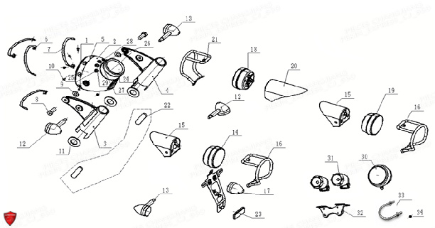 GRILLE DE FEU AR.MOTO ET/OU PANIER CJ 650 EU IV-EUV CHANGJIANG pour PHARE CLIGNOTANT FEUX de PEKIN EXPRESS CJ 650