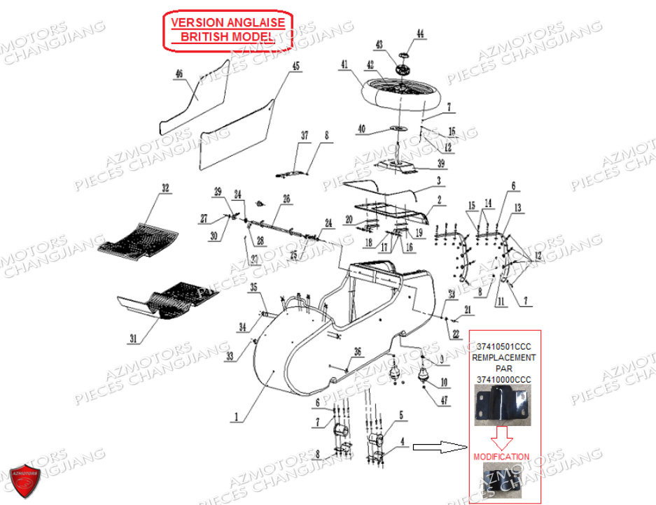 Panier Angleterre CHANGJIANG Pieces SIDE-CAR CHANGJIANG PEKIN_EXPRESS EURO5