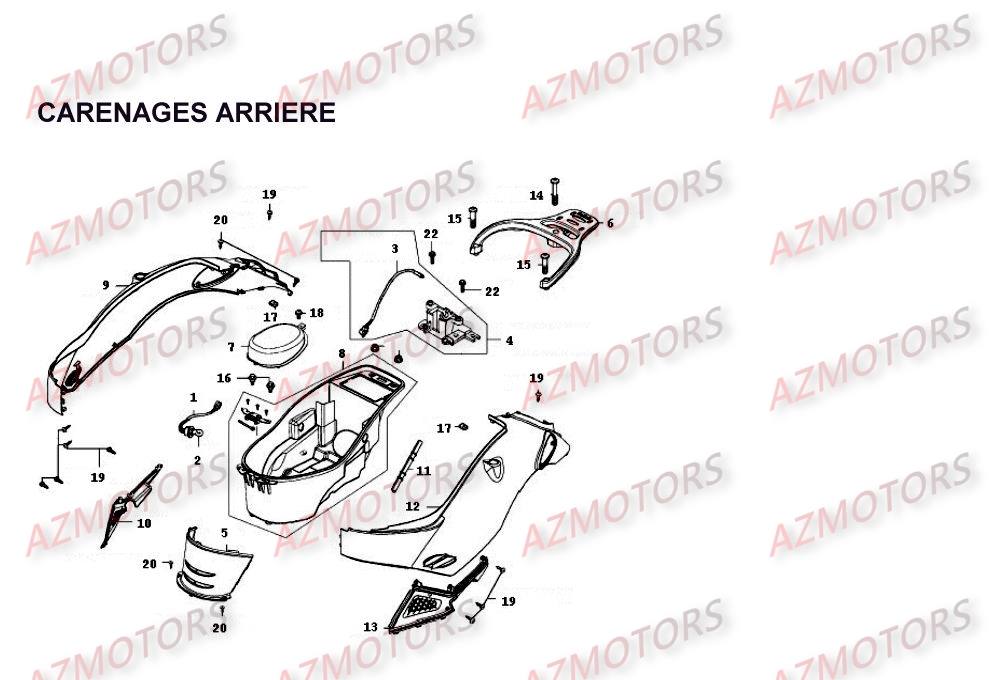 CARENAGES ARRIERE KYMCO Pièces Scooter Kymco People PEOPLE 250 4T EURO II-