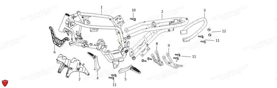 Cadre Tc Max SUPER SOCO Pièces TC Max (125cc) (Roues à Batons) SOCO ORIGINE