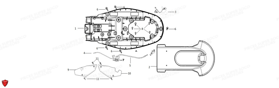 Carenage Arriere Tc Max SUPER SOCO Pièces TC Max (125cc) (Roues à Batons) SOCO ORIGINE