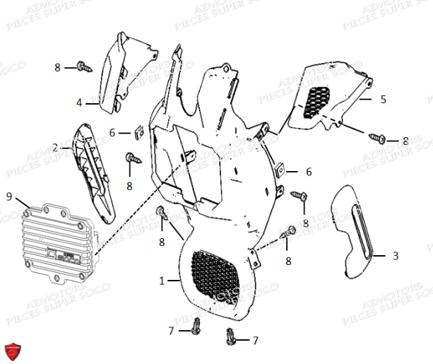 Carenage Avant Tc Max SUPER SOCO Pièces TC Max (125cc) (Roues à Batons) SOCO ORIGINE