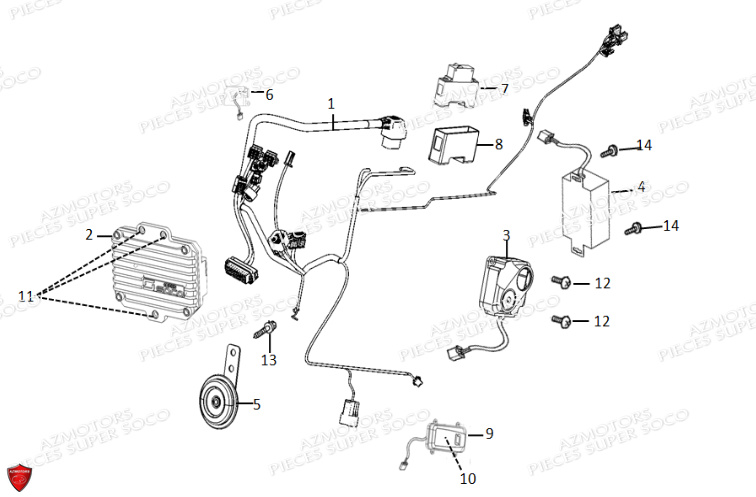 Faisceau Tc Max SUPER SOCO Pièces TC Max (125cc) (Roues à Batons) SOCO ORIGINE