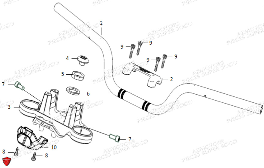 Guidon Tc Max SUPER SOCO Pièces TC Max (125cc) (Roues à Batons) SOCO ORIGINE