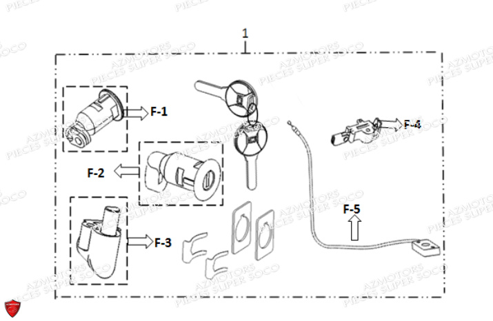 Kit Serrure Tc Max SUPER SOCO Pièces TC Max (125cc) (Roues à Batons) SOCO ORIGINE