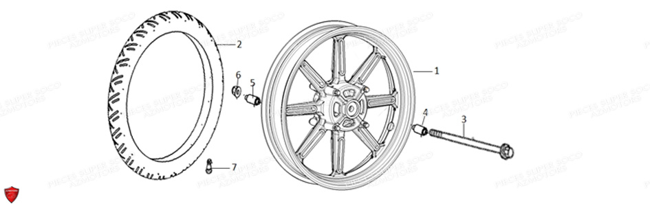 Roue Arriere Baton Tc Max SUPER SOCO Pièces TC Max (125cc) (Roues à Batons) SOCO ORIGINE