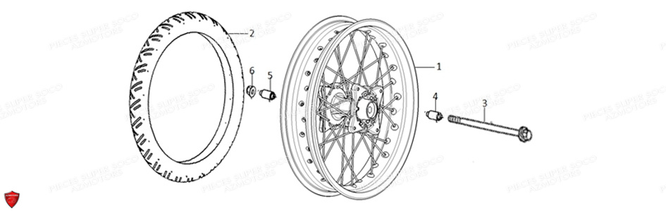 Roue Arriere Rayons Tc Max SUPER SOCO Pièces TC Max (125cc) (Roues à Batons) SOCO ORIGINE