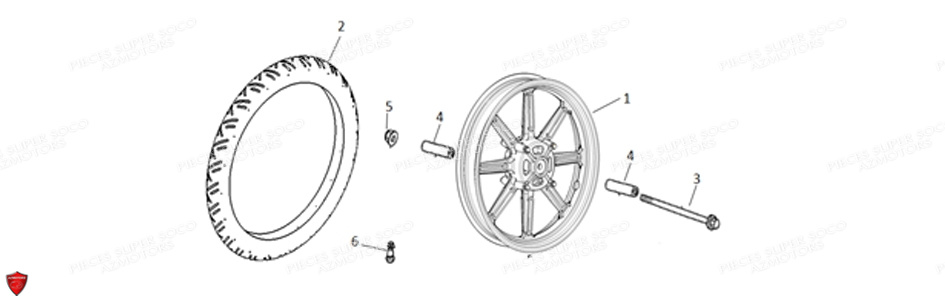 Roue Avant Batons Tc Max SUPER SOCO Pièces TC Max (125cc) (Roues à Batons) SOCO ORIGINE