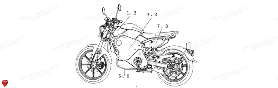 Stickers Tc Max SUPER SOCO Pièces TC Max (125cc) (Roues à Batons) SOCO ORIGINE