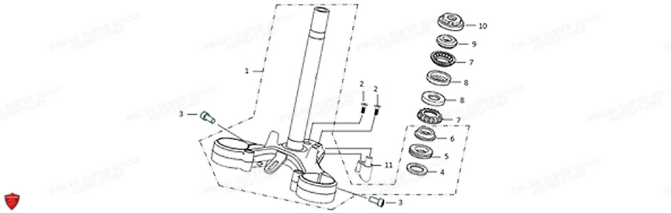 Te Inferieur Tc Max SUPER SOCO Pièces TC Max (125cc) (Roues à Batons) SOCO ORIGINE