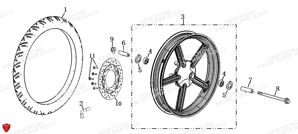 Roue Avant Tc Wanderer SUPER SOCO Pièces TC WANDERER (50cc) SOCO ORIGINE