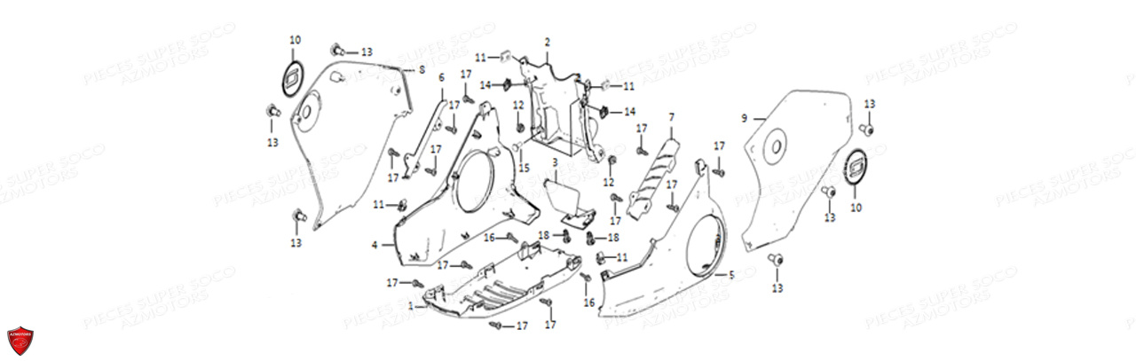 CARENAGES CENTRAL TSX SUPER SOCO PIECES TSX