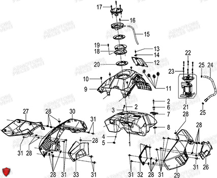 Carenages Reservoir A Carburant FB MONDIAL Pieces PIEGA 125 ABS M3 (2023)