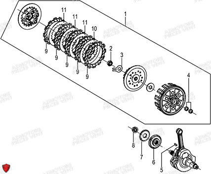 Embrayage FB MONDIAL Pieces PIEGA 125 ABS M3 (2023)