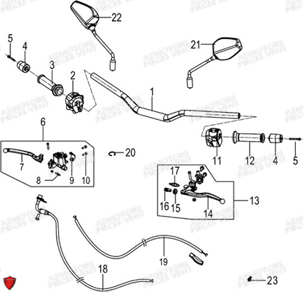 Guidon Retroviseurs FB MONDIAL Pieces PIEGA 125 ABS M3 (2023)