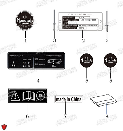 Stickers FB MONDIAL Pieces PIEGA 125 ABS M3 (2023)