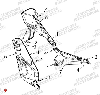 Caches Plastiques Droit ORCAL Pieces Orcal Moto PIT BIKE MX-E