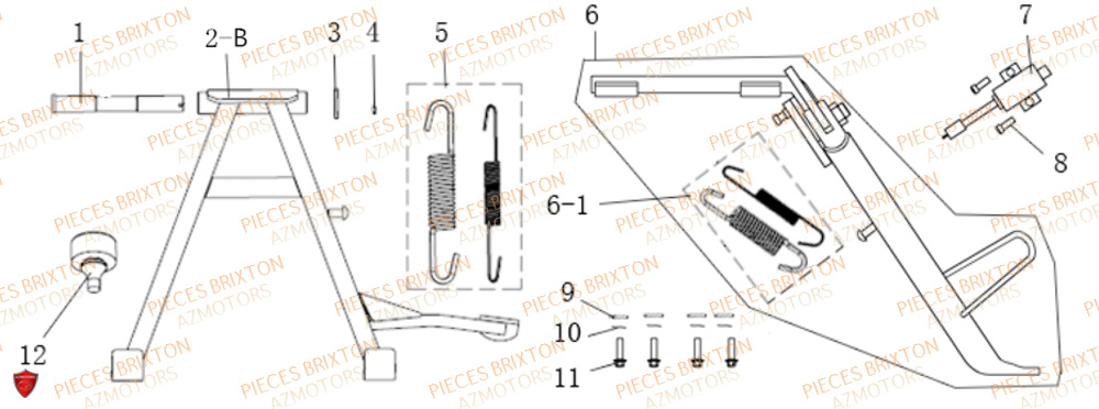 Bequille Centrale Bequille Laterale BRIXTON Pièces Brixton RAYBURN 125 EURO 4