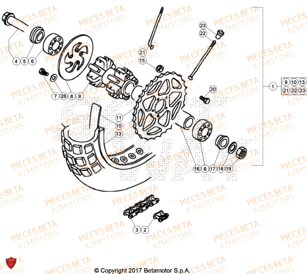 Roue Arriere BETA Pièces BETA REV 80 - (2024)