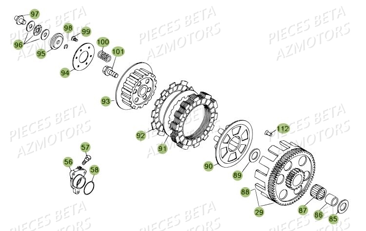 Embrayage Du N Serie 100001 A 100206 BETA Pièces BETA REV 80 JUNIOR - (2010-2011)