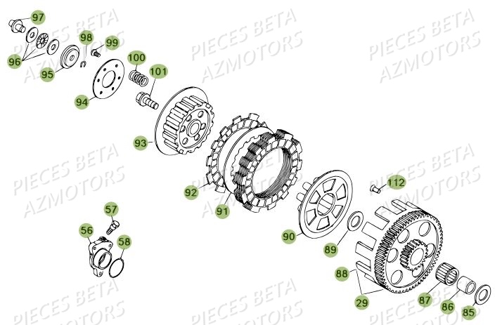 Embrayage Du N Serie 100207 A 199999 BETA Pièces BETA REV 80 JUNIOR - (2010-2011)